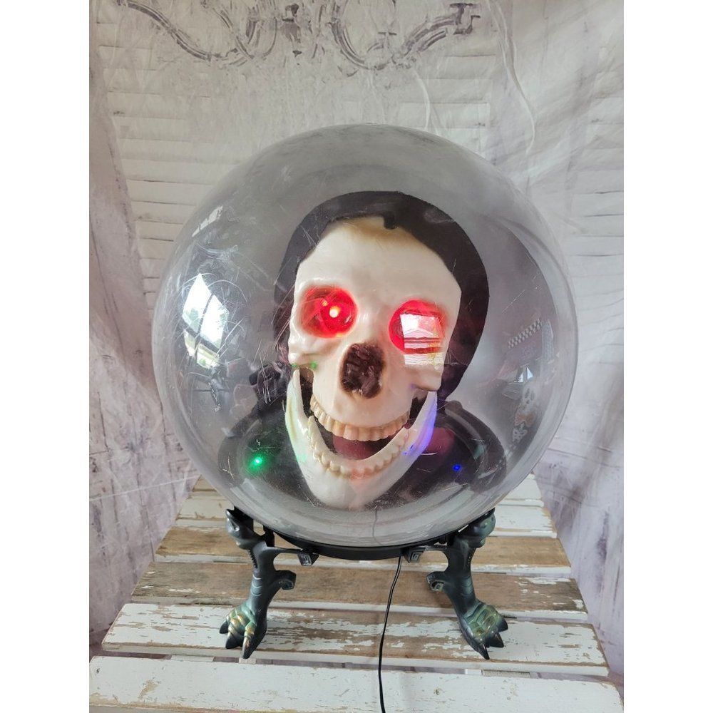 Gemmy‎ skeleton spirit ball 14" large fortune telle